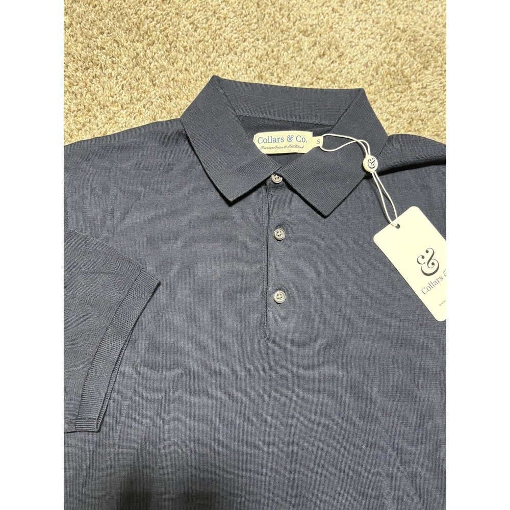 NEW Collars And Co Silk And Cotton Blend Short Sleeve Premium Polo Mens S NWT